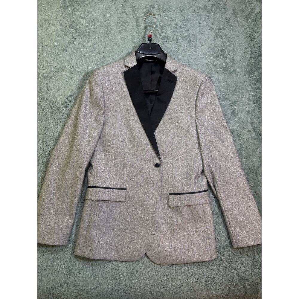 J. Ferrar Slim Fit Gray Shawl Lapel Blazer Single Button Inner Pockets Men